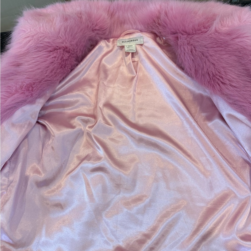 Glamorous Pink Faux Fur Jacket size M - Picture 8 of 12